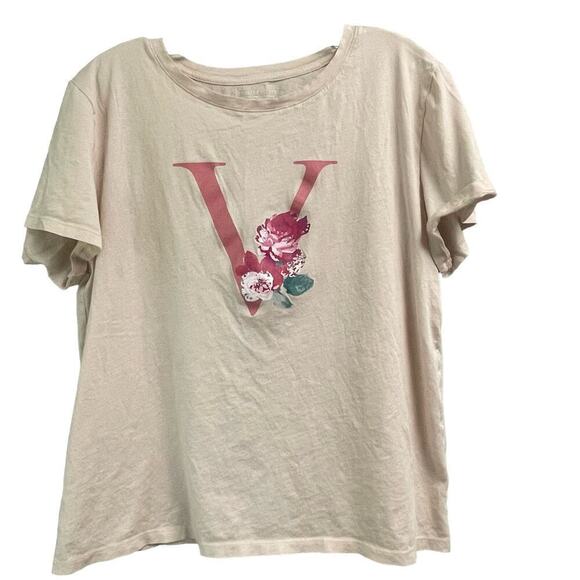 Victorias Secret Rose Floral Print T-Shirt Size Large - Picture 1 of 3